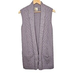 KILRONAN Knitwear Merino Wool Sweater Vest Ireland Cable Knit XXS Oversized